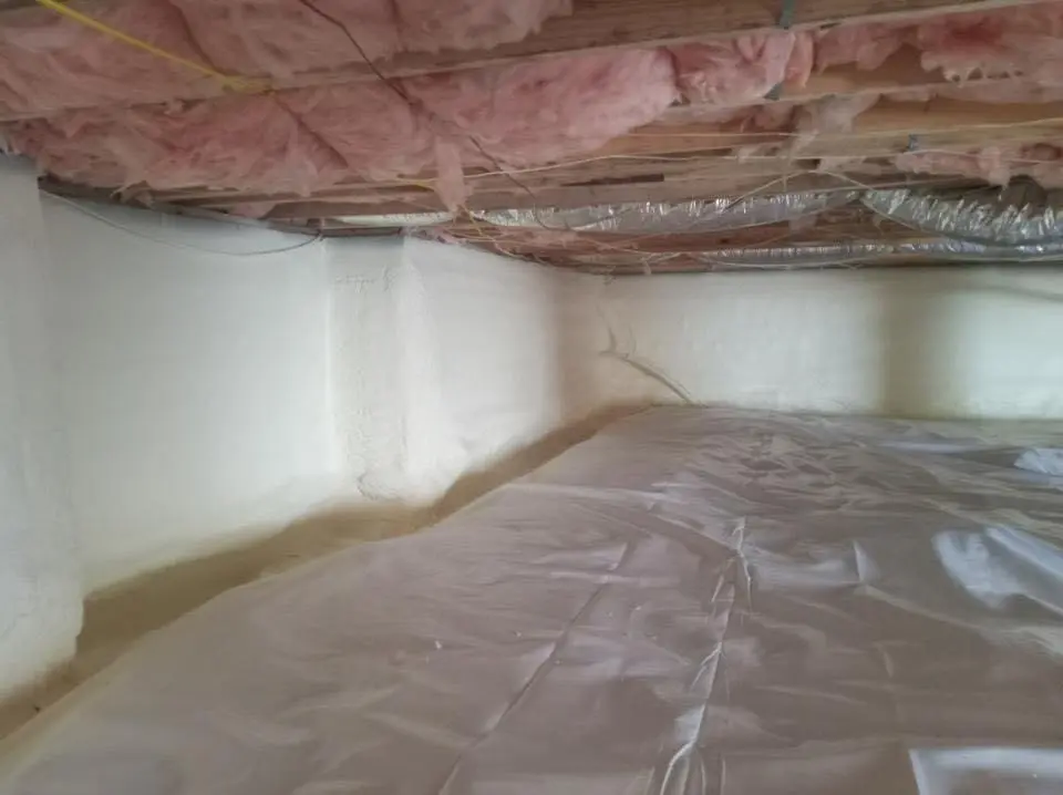 Crawl space encapsulation with closed-cell spray foam for Roof Waterproofing in Bixby